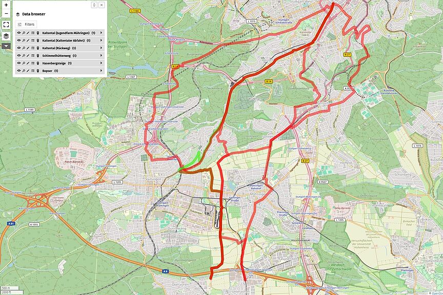 Screenshot mit Routen von LE nach Stuttgart Mitte Screenshot mit Routen von LE nach Stuttgart Mitte