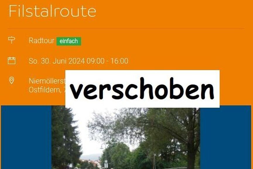 Tour Verschoben Screenshot vom Tourenportal. Overlay: Verschoben